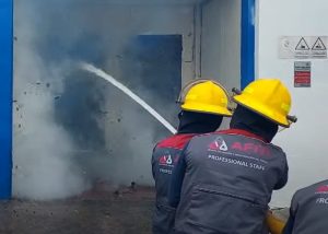 Ensayo de puerta cortafuego en horno de resistencia al fuego conforme a la norma UNE-EN 1634-1 / Fire resistance test of a fire door in furnace according to UNE-EN 1634-1 standard